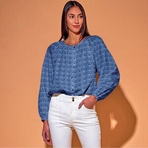 Tucker Women’s The Classic Blouse Cobalt Sound Silk Cotton - Size Medium